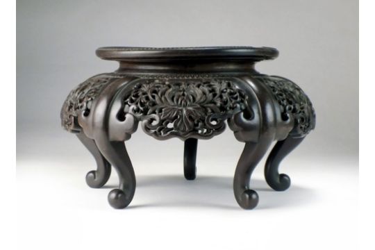 A Chinese Carved Hongmu Vase Stand Qing 19th Century The