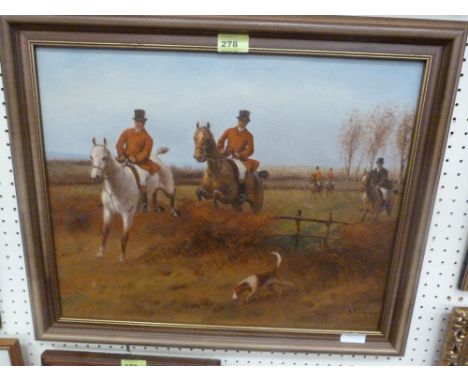 D. LONG Hunting jump. Over the fence. Signed. Oil on canvas 16'' x 20'' 