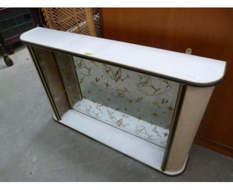 A 1950's wall hanging cocktail shelf. 38'' wide