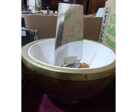 An oak ceramic lined fruit bowl and a maritime ornament