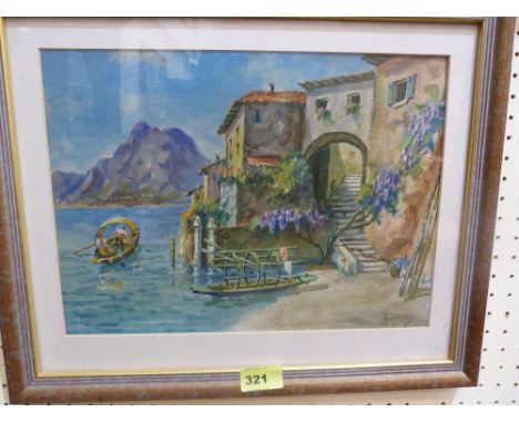 R. STEUBY Mediterranean Coast. Signed. Oil on board. 9½'' x 13'' 