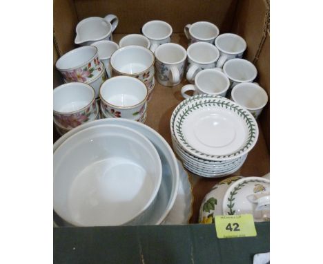 A box of Worcester and Portmeirion crockery