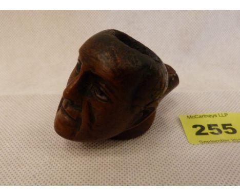 A rootwood tobacco pipe, the bowl carved as the head of Napoleon