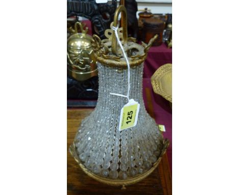 An Edward VII glass bead and gilt metal hanging lamp