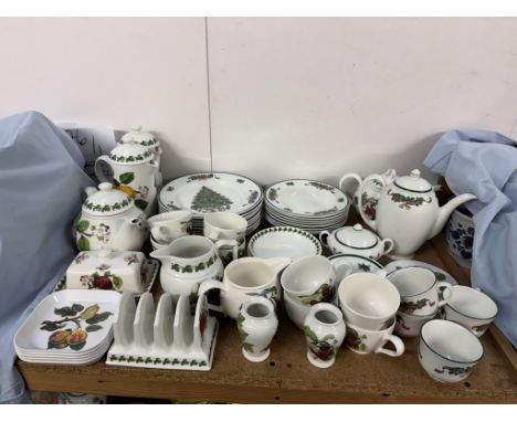 A Johnson Brothers Victorian Christmas part dinner set together with a Portmeirion pottery part tea service 