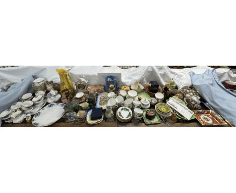 A Royal Albert Moonlight Rose part tea service together with a collection of  Royal Crown Derby paper weights including Puffi