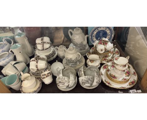 A Japanese part tea service together with a Poole pottery part tea service, Royal Albert Old Country Roses pattern part tea s