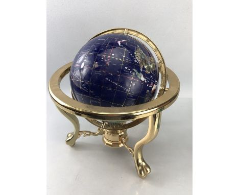 Gem set terrestrial globe upon a brass stand