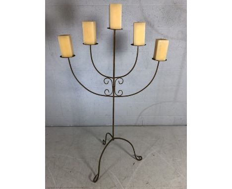 Tall candelabra, approx 134cm in height, with five rectangular candles