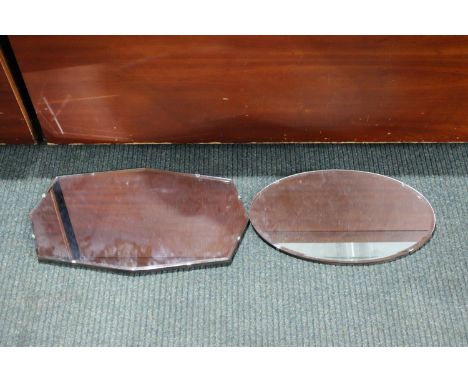 Two Vintage Bevel Edged Wall Mirrors, Larger 60cms Wide 