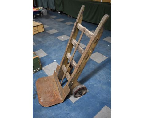 A Vintage Wooden and Iron Sack Truck 