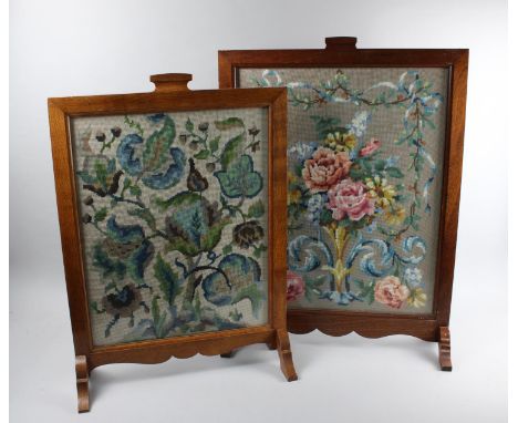 Two Mid 20th Century Framed Tapestry Fire Screens, Largest 50cms Wide 