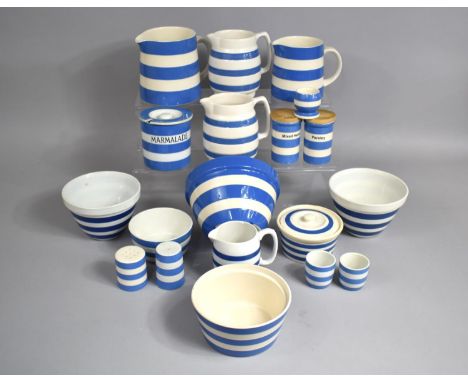 A Collection of Various T G Green and Other Cornishware to comprise Vintage Green &amp; Co Ltd Marmalade Pot and Lid, Jug, Mo