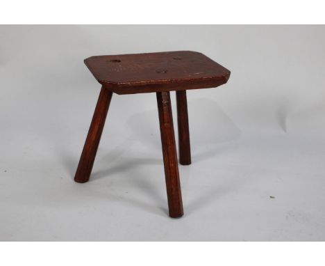 A Vintage Rustic Three Legged Stool, 31cms Wide 