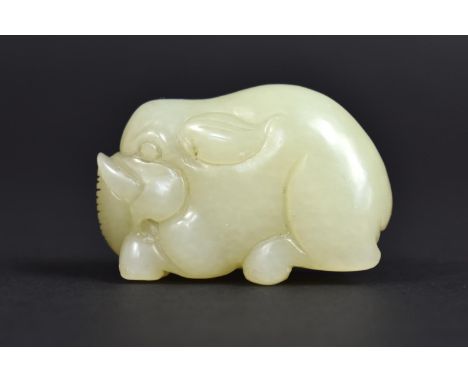 A Jade/Hardstone Carving of an Elephant, 5cm x 3.5cm high 