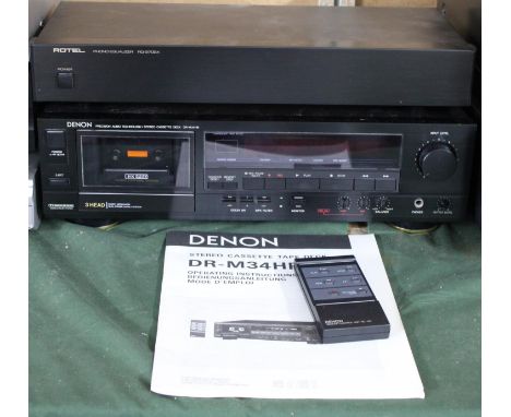 Two Hi-Fi Units, Denon DR-M34HR Stereo Cassette Deck, With Remote and Instruction Manual and Working, and Rotel RQ-9708X Phon