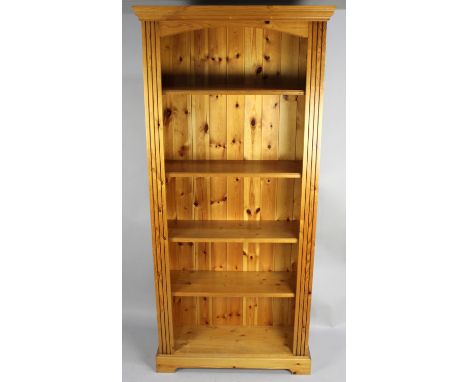 A Modern Pine Four Shelf Open Bookcase, 86cms Wide and 188cms High 