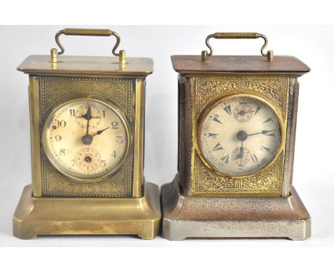 Two Vintage Brass Mantel Clocks, Movements Unchecked, 18cms High 
