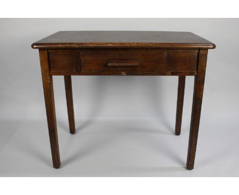 A Vintage Oak Desk with Single Drawer by Abbess, 91cms Wide 