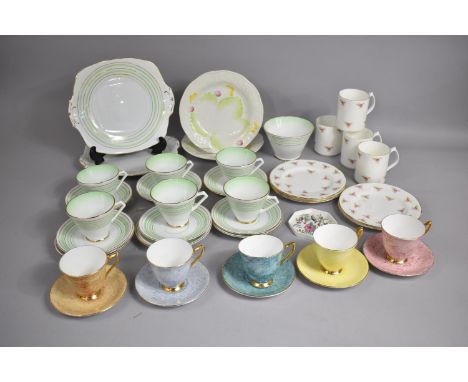 A Part Royal Albert Gossamer Coffee Set to comprise Five Cups and Saucers together with an Art Deco Royal Stafford Tea Set an