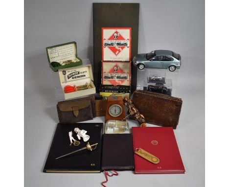 A Collection of Various Vintage Sundries to comprise Two Boxes Set of Darts 'Fly Rights' and 'Harold Windett' Desktop Baromet