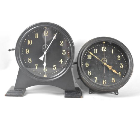 Two Vintage Watson and Webb Keyless Gravity Mantel Clocks C. 1925, One on Stand, Other Wall Mounting, 19.5cms Diameter 