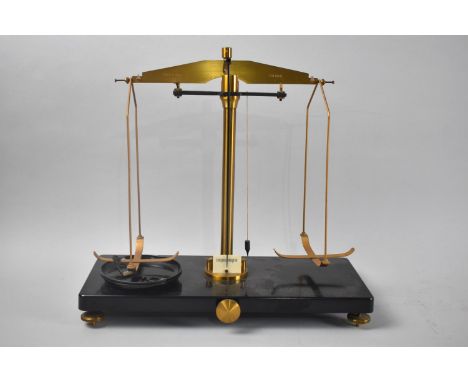 A Vintage Scientific Pan Scale on Rectangular Plinth Base, 35cms Wide 