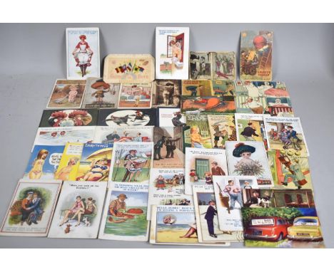 A Collection of Various Vintage Postcards, Mainly Humorous, One Silk 