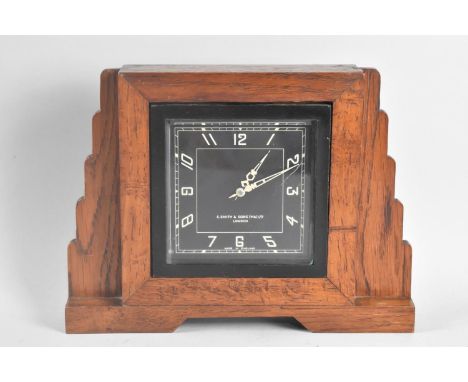 An Art Deco Mantel Clock by S Smith and Sons, 25cms Wide, Working 
