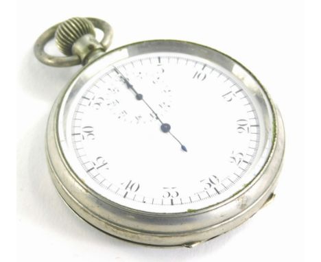 A early 20thC silver plated stopwatch, with enamel dial, 5cm diameter.