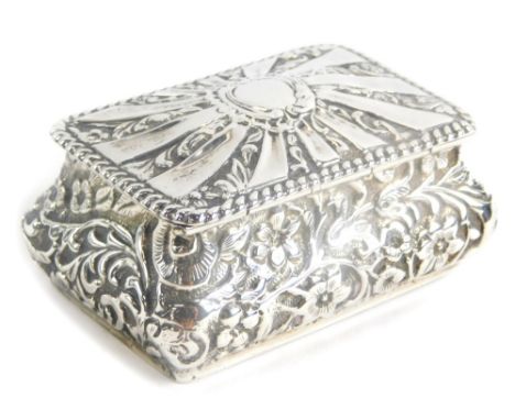 A Victorian silver snuff or trinket box, by Cornelius Desqrmeaux Sanders and James Francis Holding Shephard, of rectangular f