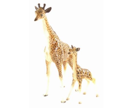 A Beswick ceramic giraffe, 30cm high and a giraffe calf.