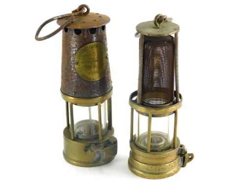 Two miners lamps, to include a protectors lamp, and another, incomplete.