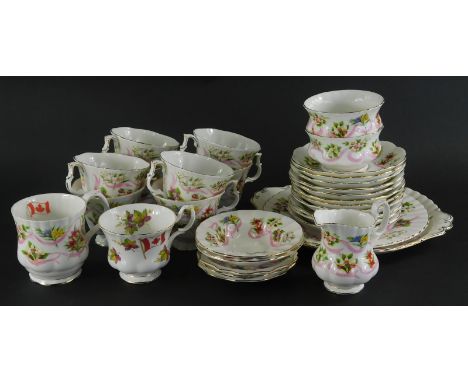 A Royal Albert Canada pattern Our Emblems Deer part service, to include ten cups, serving plate, jug, 10cm high, etc., printe