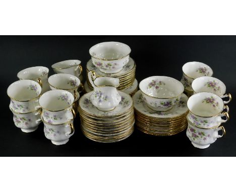 A Paragon Malandi pattern part tea service, to include sixteen cups, milk jug, sugar bowls, plates, side plates, etc., printe