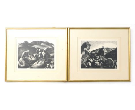 Claire Leighton (1898-1989). The farmers year, two monochrome prints, 23cm x 29.5cm.