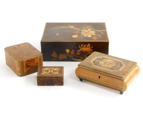 A burr wood playing card box, of domed form with removable lid, with two sets of Austrian playing cards, 13cm high, completen