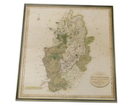 After Cary. A new map of Nottinghamshire in colours, print, after the 1801 edition, 55cm x 49cm.