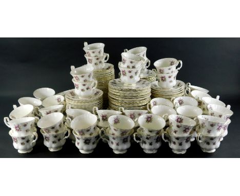 A comprehensive Royal Albert Sweet Violet pattern bone china part tea service, to include sixty cups, sixty saucers, sixty te