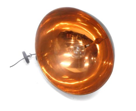 A industrial type copper light fitting, with polished and pewter finish, 62cm diameter.