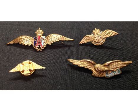 WW2 British RAF Sweetheart collection comprising of four badges: Canadian made badge by "Wellings Mfg Co Toronto", no pin: RC
