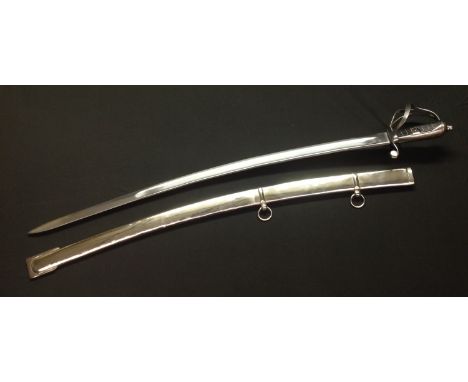 Sword with fullered single edged blade 82cm in length. Wire bound leather grip. Overall length 95.5cm. No makers marks. Compl