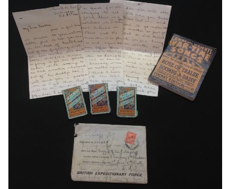 WW1 British tragic letter from a sister to her borther sent on Oct 27th 1918 and returned to say her brother had been killed 