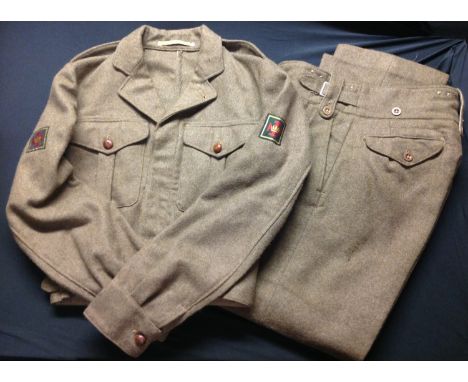 British 1949 Pattern Officers Battledress Blouse with Lt's rank insignia and machine woven 48th Infantry Division formation s