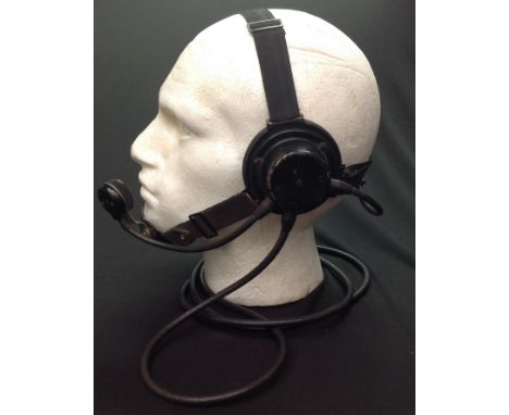 WW2 Third Reich Kriegsmarine Intercom Headset Kopffernsprecher 41. Comprises of a set of head phones and a chincup mounted mi