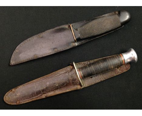 Private purchase fighting knife with double edged blade 145mm in length, maker mark "William Rodgers, I Cut My Way" die stamp