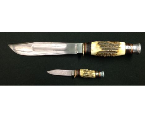 Hunting Knife with Bowie style blade with fuller 199mm in length maker marked "William Rodgers I Cut My Way" along with "Made