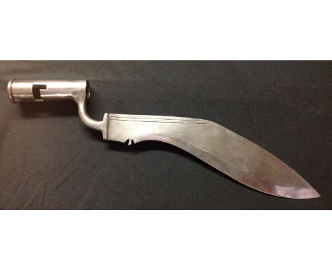 Reproduction British Gurkha Kukri Socket Bayonet for the Brown Bess Musket. 295mm long blade with IS25 inspection mark. Overa