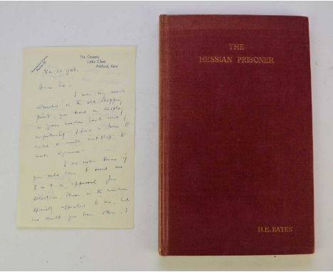 BATES, HE (1905 - 1974) English author, autograph letter signed, 2 sides, 28 November 1943, on headed notepaper.  Bates write