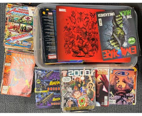 A very large quantity of X-Men, Marvel comics etc. Including a Batman chess set.